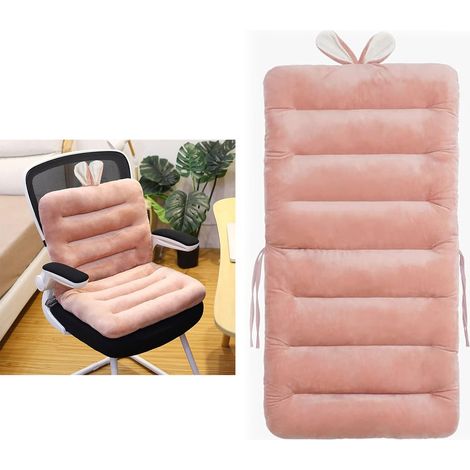 Stuhlkissen – Bürostuhlkissen 85 cm – Sitzkissen mit Rückenlehne – Loungesesselkissen mit Befestigungsgurt (rosa) 85 × 45 cm (1/5)