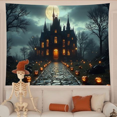 Toile de fond pour Halloween 2026, bannière décorative haut de gamme pour une ambiance festive, bannière suspendue diable - 110 x 180 cm - Style 17