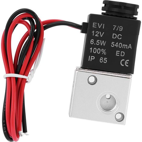 Vanne pneumatique 3/2 à solénoïde 12V DC, normalement fermée, filetage BSP 1/8" (1/5)