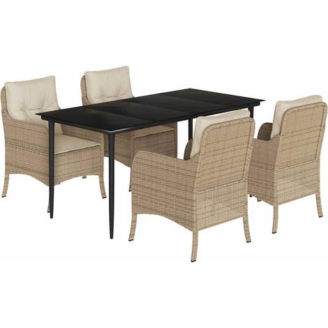 Maison Exclusive - Set comedor de jardín 5 pzas con cojines ratán (1/5)