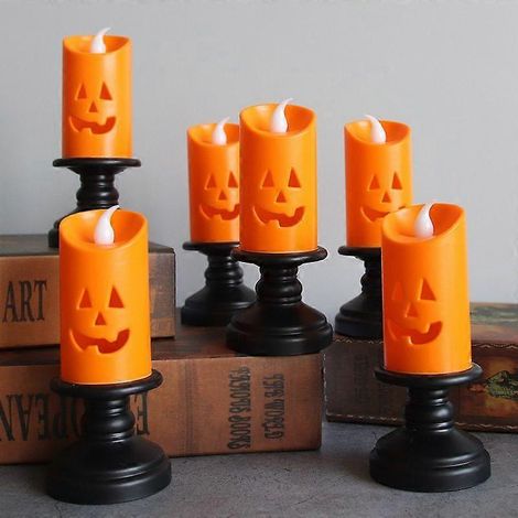 Bougie lumineuse LED colorée pour Halloween, bougeoir de table, décoration citrouille, fête d'Halloween, décoration intérieure HY (1/3)