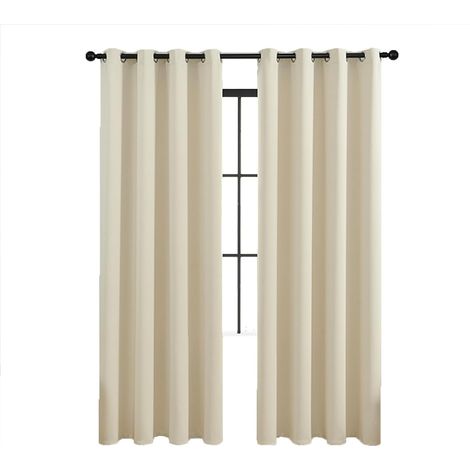 Lot de 2 rideaux occultants isolés, rideaux à œillets, pour salon et chambre, 140x175 cm (beige) (1/5)