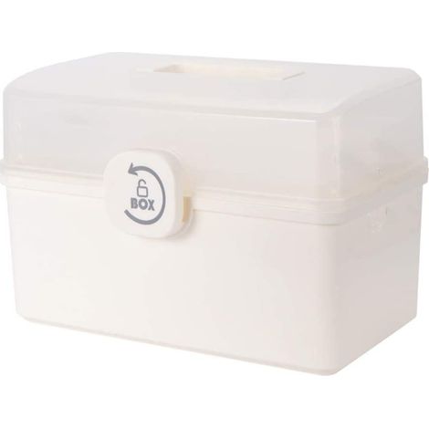 Botiquín infantil compartimentado, fabricado en PP resistente, con asa para guardar suministros de primeros auxilios y recetas médicas. (1/5)