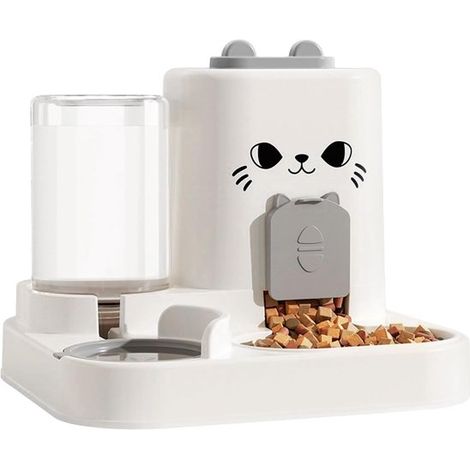 Futterautomat 2 in 1 Futternapf und Wasserspender für Haustiere Automatischer Katzenfutterspender Futter und Wassernapf Set mit hohem Fassungsver