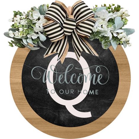 Guirlande Porte - Plaque Nom Famille Personnalisable - Bois Sans Échardes - Résistante Aux Intempéries - 40 x 30 cm - 1 Pièce (1/5)