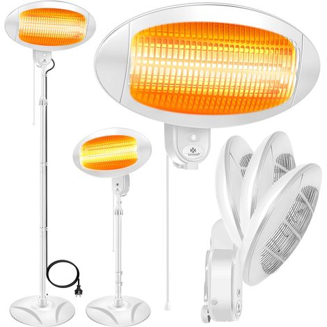 KESSER® Estufa infrarroja 2000 W para terraza - de pie - Plata/Blanco (1/5)