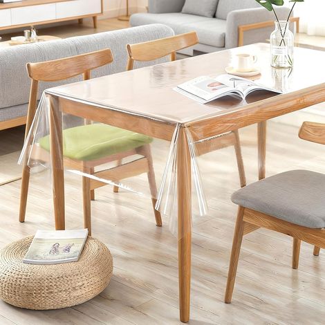 Nappe Transparente Rectangulaire,100 × 180cm,Étanche Protege Table Transparent,0.13mm Nappe Plastique Transparente,Film Transparent pour Table,pour Tables à Manger,Tables Basses (1/5)