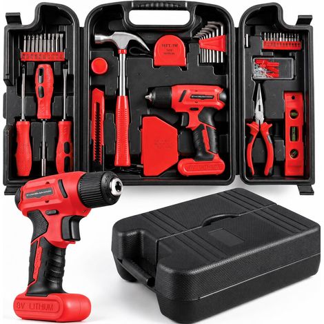 Perceuse Visseuse Sans Fil 8V Caisse a Outil,101Pcs Boîte à Outils (1/5)