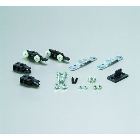 Garniture pour porte coulissante suspendue sans rail – Acier – Poids max. 40 kg – Chariots nylon avec galets téflon – Mouvement supérieur – Krona Koblenz
