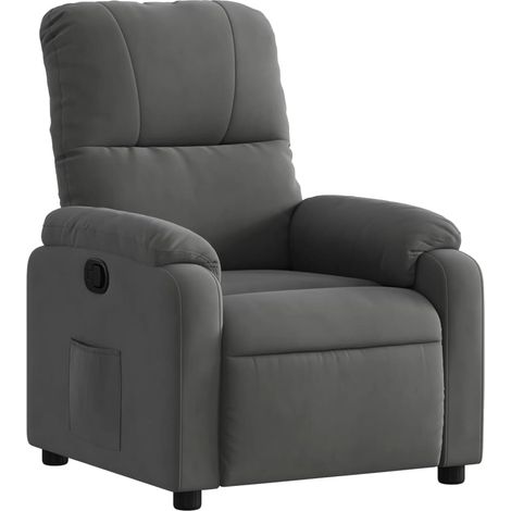 Fauteuil relax TV rembourrage confortable fonction d'inclinaison manuelle en tissu microfibre gris DEC027961