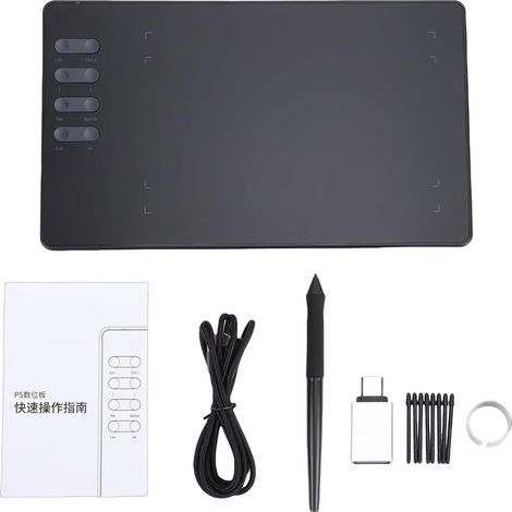 Tavoletta grafica professionale, 16384 livelli di pressione, area attiva 195x122 mm, per designer/artisti, compatibile con Win/Mac, penna OTG, adattatore (P5) (1/5)