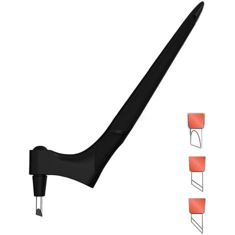 Set aus Rotationsmessern zum Papierschneiden, bestehend aus 3 Klingen und schwarzen Schnitzwerkzeugen. (1/3)