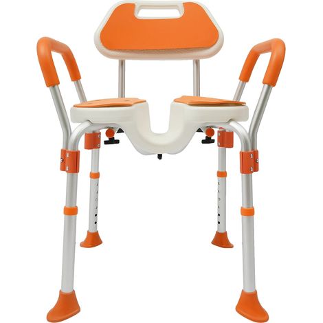 Chaise de Douche, Design Antidérapant, Hauteur Réglable, Orange (1/2)