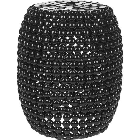 Mesa auxiliar negra 32 cm metal plástico forma ovalada tambor sala de estar Uhana