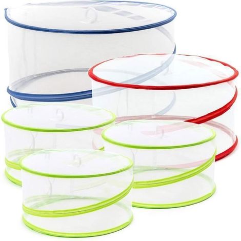5 Couverture Nourriture Maille Pop-Up, Cloche Alimentaire Pliable - 3 Tailles (1 Grand, 1 Moyen, 3 Petits) - Anti-Mouche, Solide, (1/4)