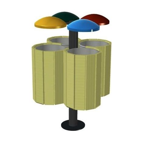 KIT 4 CESTINI OSTRO RIVESTITI PER RACCOLTA DIFFERENZIATA CON TETTUCCI