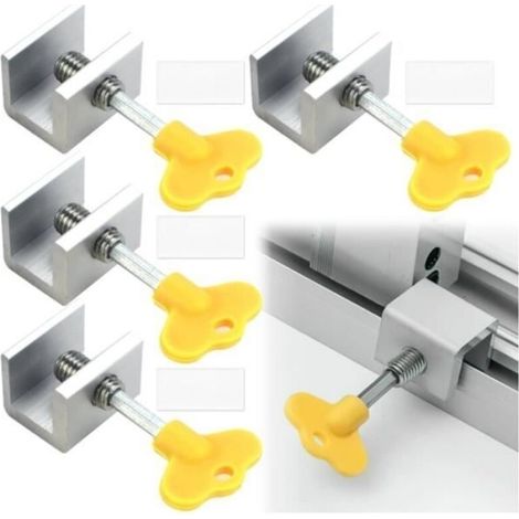 Sliding Window Lock, 4PCS Sliding Window Locks, Sliding Door Stopper, Adjustable Window Lock (4PCS)
