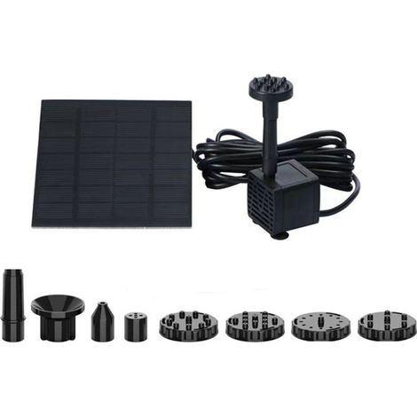 Schwimmender Solarbrunnen für Teiche, bestehend aus einzelnen 11 cm großen Paneelen und 8 Düsen, ideal zur Dekoration eines Vogelbads im Garten oder Hof.