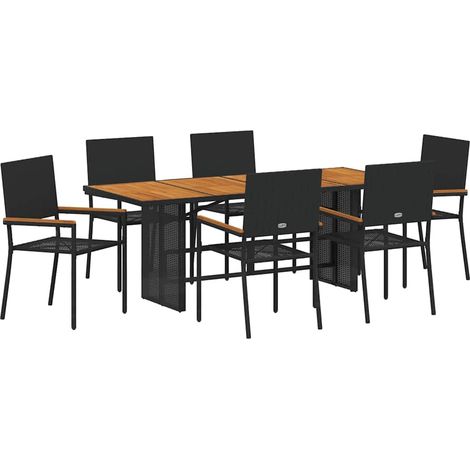 Maison Exclusive - Garten Essgruppe 7 pcs Schwarz Poly-Rattan