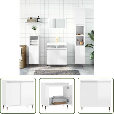 Maison Exclusive Badschrank Hochglanz-Weiß 58x33x60 cm