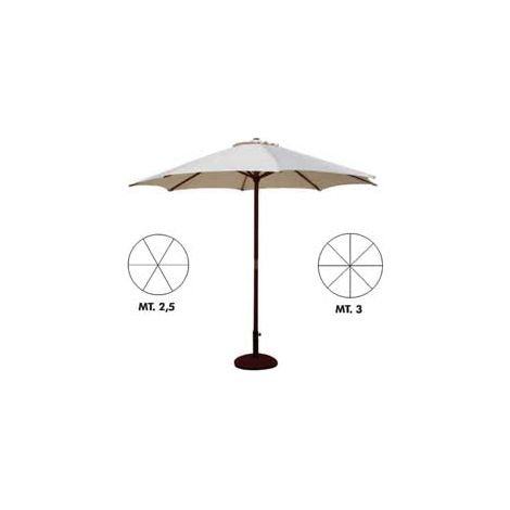 Parasol en bois - ø cm.300 mât ø mm.48 avec 8 baleines, couleur Havane