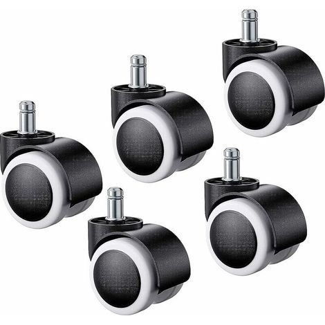 5pcs Roulette pour Chaise de Bureau,Roulettes pour Sols Durs Universelles Remplacement Roulette Fauteuil Bureau pour Siège de Bureau, Sols Stratifiés, Parquets, Carrelages 11X22mm (1/5)