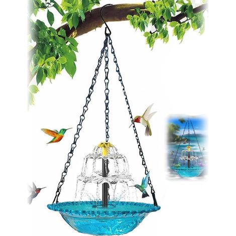 Solaire Fontaine cascade de bain d'oiseaux suspendue jardin, pompe solaire, déco extérieure, résistante météo, colibri (1/5)