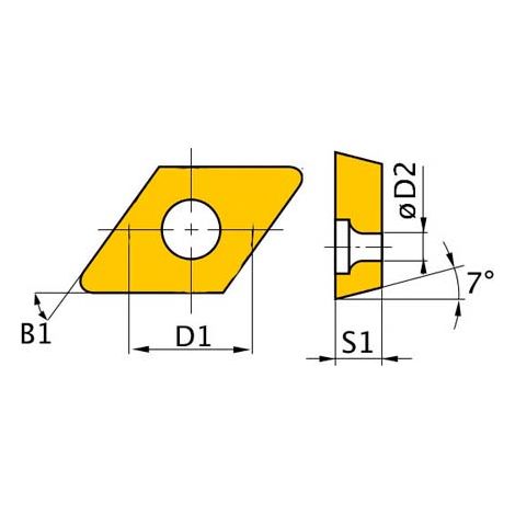 OPTIMUM 3441281 INSERT POUR 25/37, ISO DCMT11T304, 5 UN