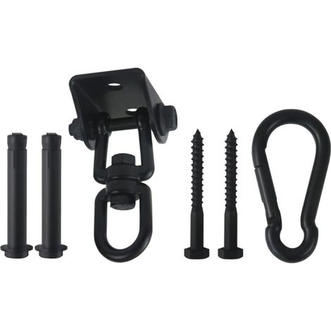 ébène – Sac de Boxe – Chaise Accrochante – Yoga Aérien – Kit Suspension Hamac – 360° Rotation fer forgé Inox 304 – (1/5)