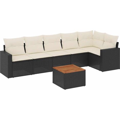 Set Divani da Giardino con Cuscini 7pz Nero Polyrattan vidaXL (1/5)