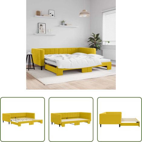 vidaXL Sofa-Bett - Tagesbett Ausziehbar Gelb 100x200 cm Samt (1/5)