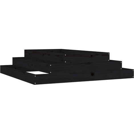 Vassoio per fioriera aiuola rialzata piante fiori terrazza giardino 110 x 110 x 27 cm legno massiccio di pino nero 020037314