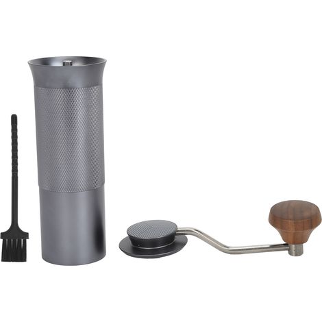 Molino Caffè Manuale – Capacità 30g, Macinazione Uniforme – Alluminio e Legno di Noce Nero – Design Elegante – Ideale per Casa, Ufficio e Viaggio (1/5)
