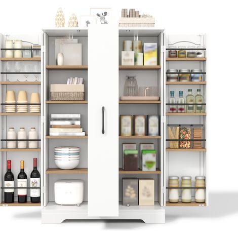 CHICFURN Armario de cocina 78x35x120 cm de MDF blanco con especiero y almacenaje modular (1/5)
