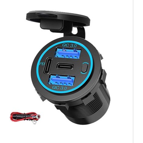Cargador de coche USB de 78 W y 4 puertos de 12 V，Puertos USB duales PD3.0 y QC3.0 súper rápidos，Múltiples puertos USB para coche，12 V (1/5)