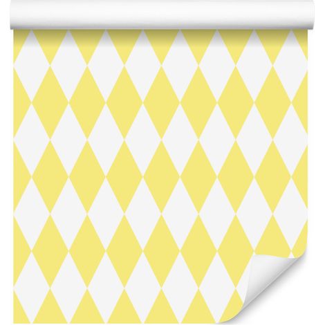 Carta da parati Arlecchino Diamante crema e bianca, sfondo crema 50x1000 cm (1/5)
