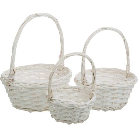 Cestas de mimbre blanco set 3 pzas 23x23x28-19x19x24-15x15x20h cm (1/5)