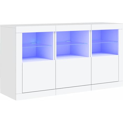 Credenza cassettiera armadio ripostiglio organizer cucina soggiorno soggiorno con luci LED 123 x 37 x 67 cm Bianco 020029826