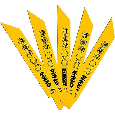 DEWALT Bi-Metal Reciprocating Metal Cutting Blade 152mm Pack of 5 (1/2)
