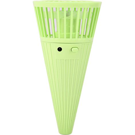 Mini ventilateur de table conique portable, vert fluorescent, à suspendre autour du cou ou à porter pendant l'été. (1/5)
