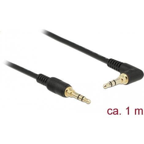 Delock Conector de Cable EstÃ©reo de 3,5 mm de 3 pines macho  macho en Ã¡ngulo 1 m negro
