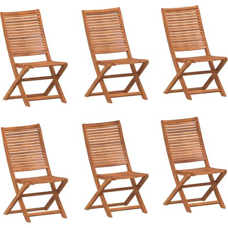 Lot de 6 Chaises de jardin，Chaise d'extérieur pliantes 51x66x95 cm bois d'acacia CFW3760898 (1/5)
