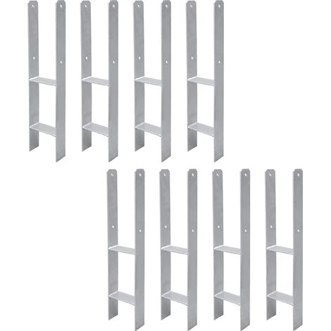 Lot de 8 ancrages de poteau en H - Support de poteau en H - Pour poteaux de clôture et de serre - Poteaux carrés en bois (101 x 600 mm) (1/5)