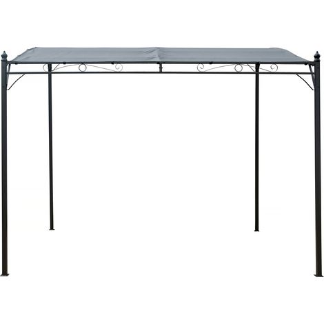 Pérgola metálica inclinada adosada - 3 x 2,5 m - Gris