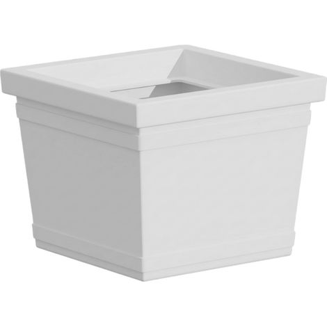 Vaso Quadro Liscio quadrato in resina per piante e fiori "Made in Italy" -Bianco (1/5)