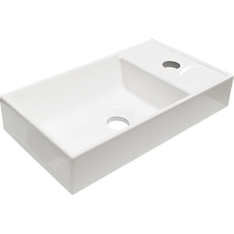 Lavabo empotrable CITY 40 cm compacto resina mineral blanco brillante