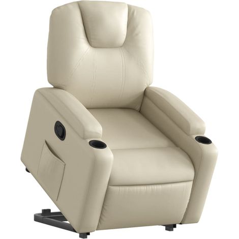 vidaXL Poltrona Alzapersona Reclinabile Crema in Similpelle (1/5)