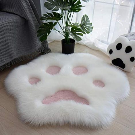 Tapis en peluche douce avec motif de patte de chat pour la maison, le canapé, la table basse, la chambre à coucher, la table de chevet, tapis décoratif (1/4)