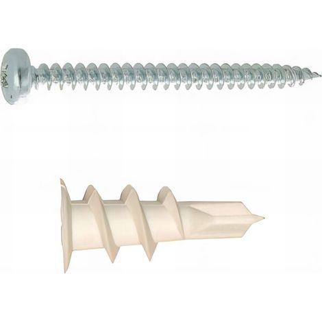 25 ancrages à visser plaques de plâtre nylon et vis tête cylindrique 13 x 35mm mm
