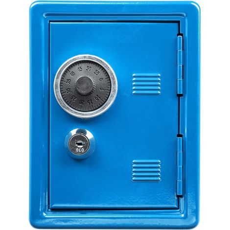 Filiyano-Coffre-fort économique, 120 x 100 x 160 mm, bleu, avec clé et serrure à combinaison mécanique bleue (1/3)